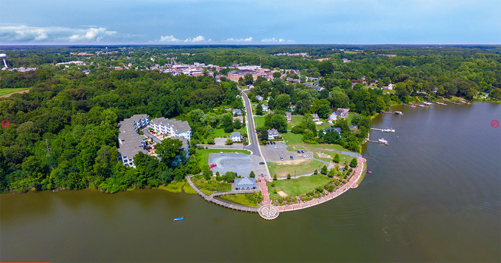 Harbor aerial view of Leonardtown, Maryland