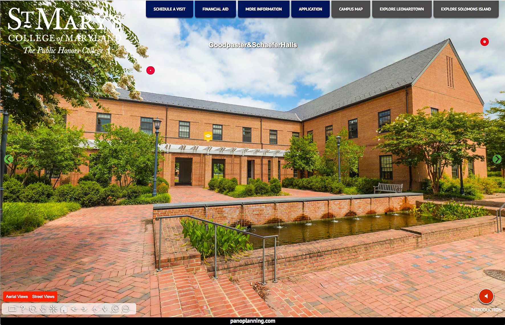 Ground level panorama from Virtual Discovery Tour of St. Mary's College.